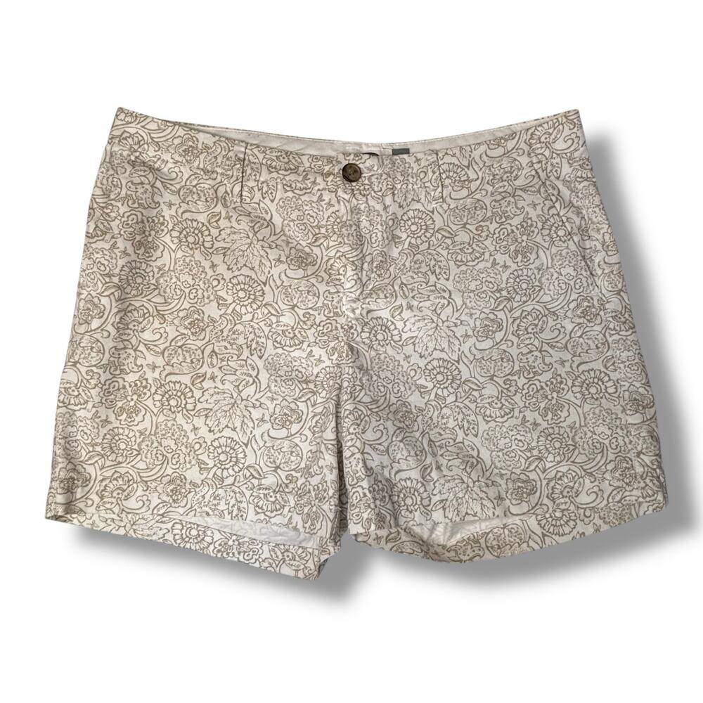Old Navy White and Khaki Floral Shorts Size 6